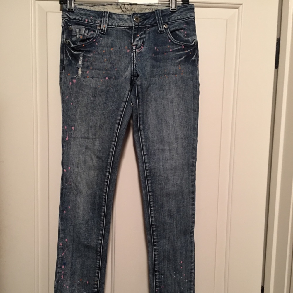 Zana Di Paint Splatter Skinny Jeans 3 Cotton Blend